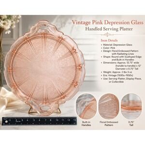 Vintage Pink Depression Glass Windsor Pattern Cake Plate Serving Tray 12 Inch